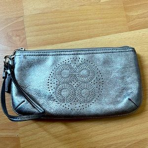 Coach Wristlet Metallic Silver
